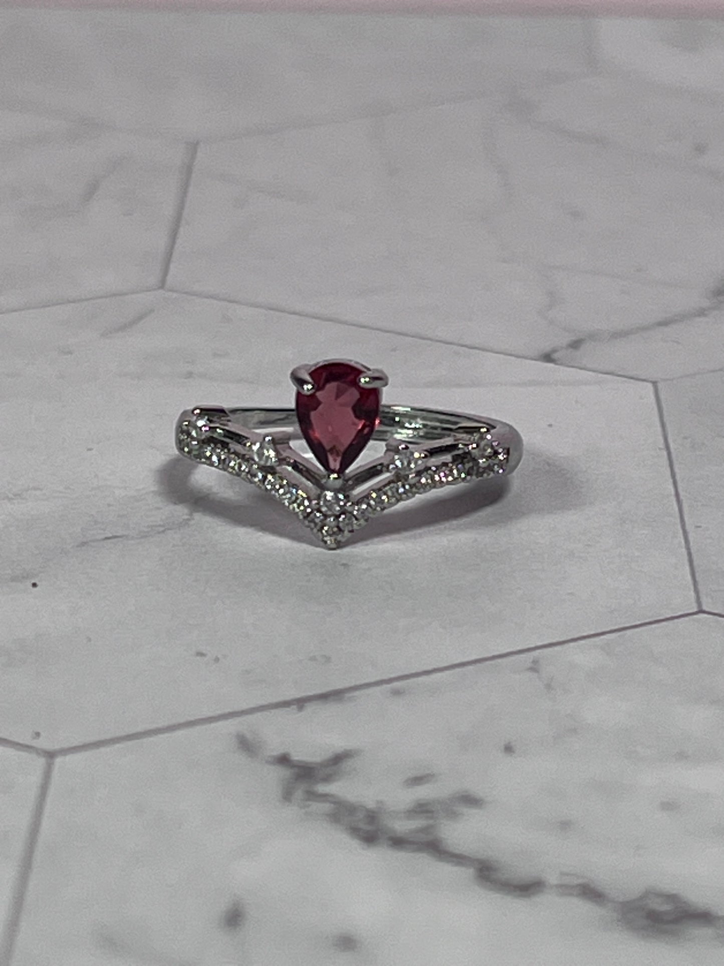 ONE (1) Stunning Garnet Princess Adjustable Ring