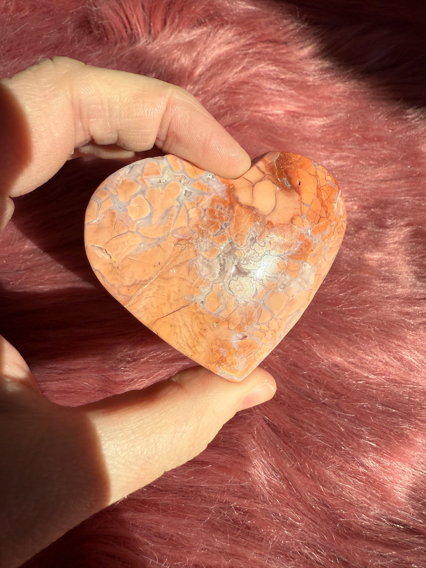 Stunning High Quality Pink Agate Heart Carving - E