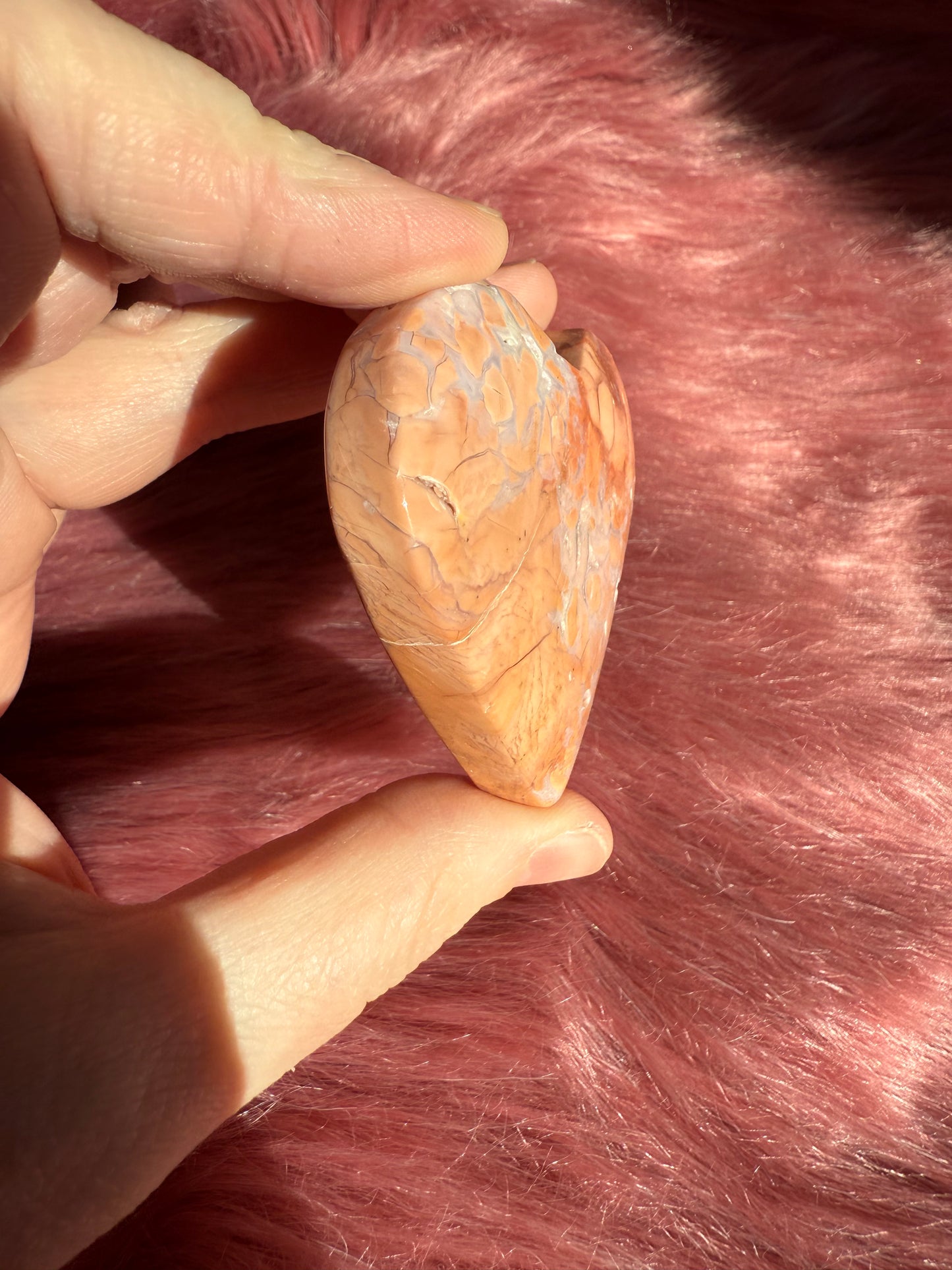 Stunning High Quality Pink Agate Heart Carving - E