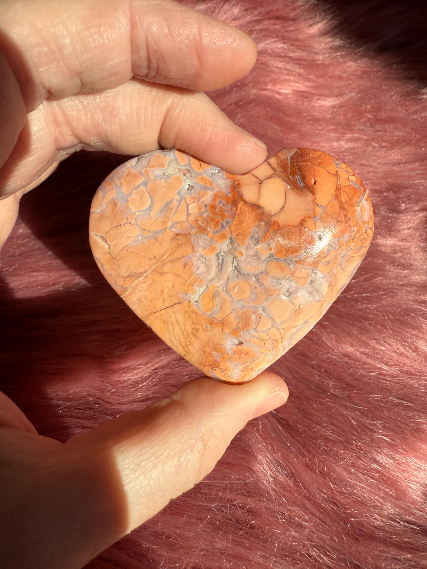 Stunning High Quality Pink Agate Heart Carving - E