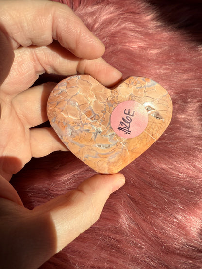 Stunning High Quality Pink Agate Heart Carving - E