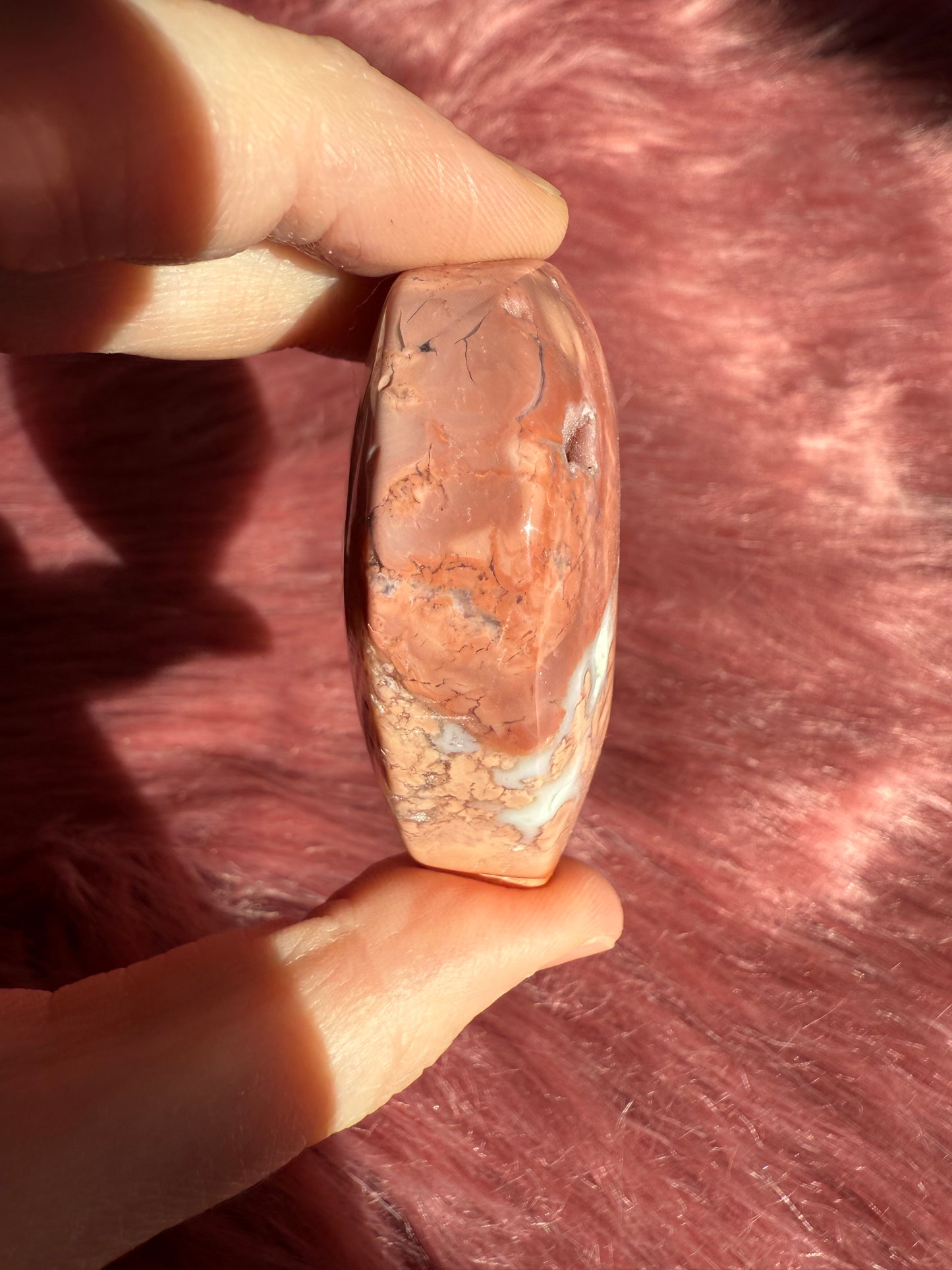 Stunning High Quality Pink Agate Heart Carving - G