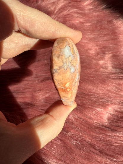 Stunning High Quality Pink Agate Heart Carving - H