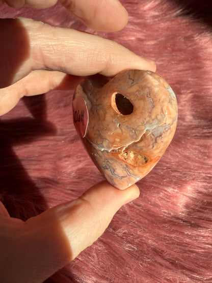 Stunning High Quality Pink Agate Heart Carving - H