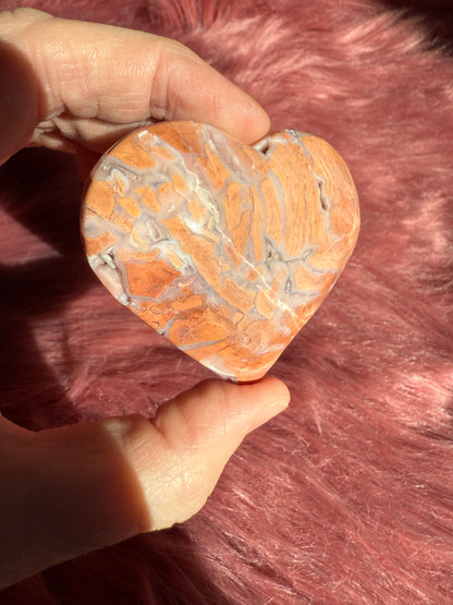 Stunning High Quality Pink Agate Heart Carving - C
