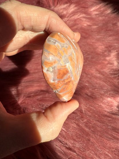 Stunning High Quality Pink Agate Heart Carving - C