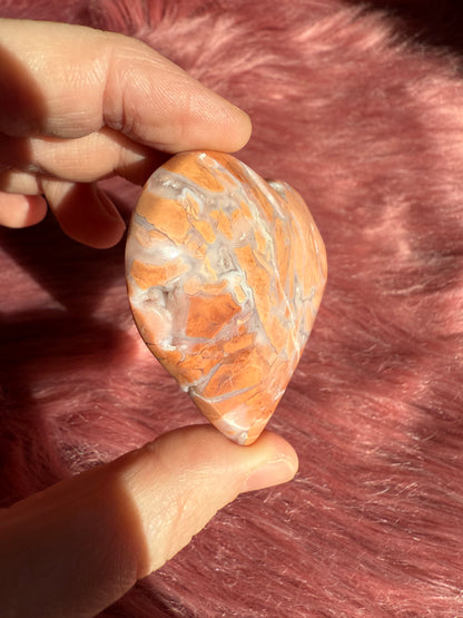 Stunning High Quality Pink Agate Heart Carving - C