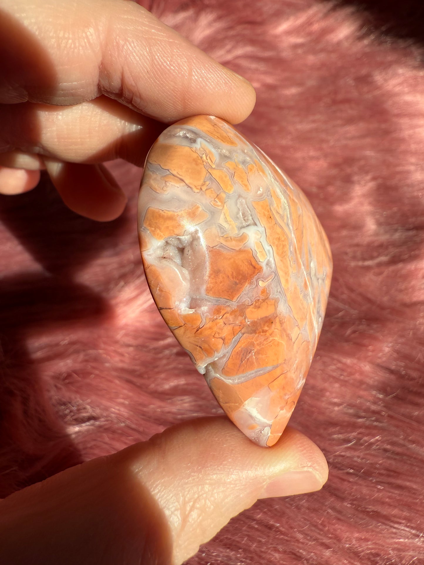 Stunning High Quality Pink Agate Heart Carving - C