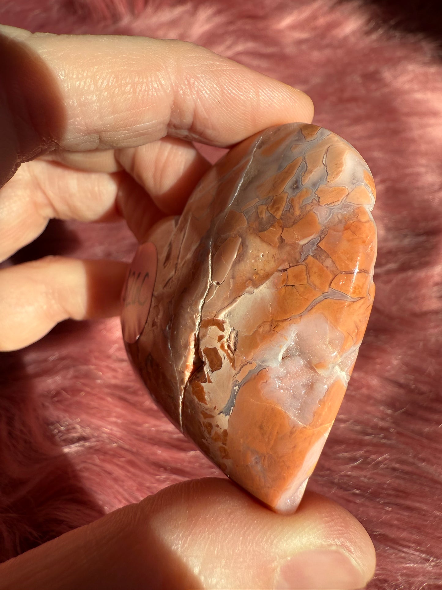 Stunning High Quality Pink Agate Heart Carving - C
