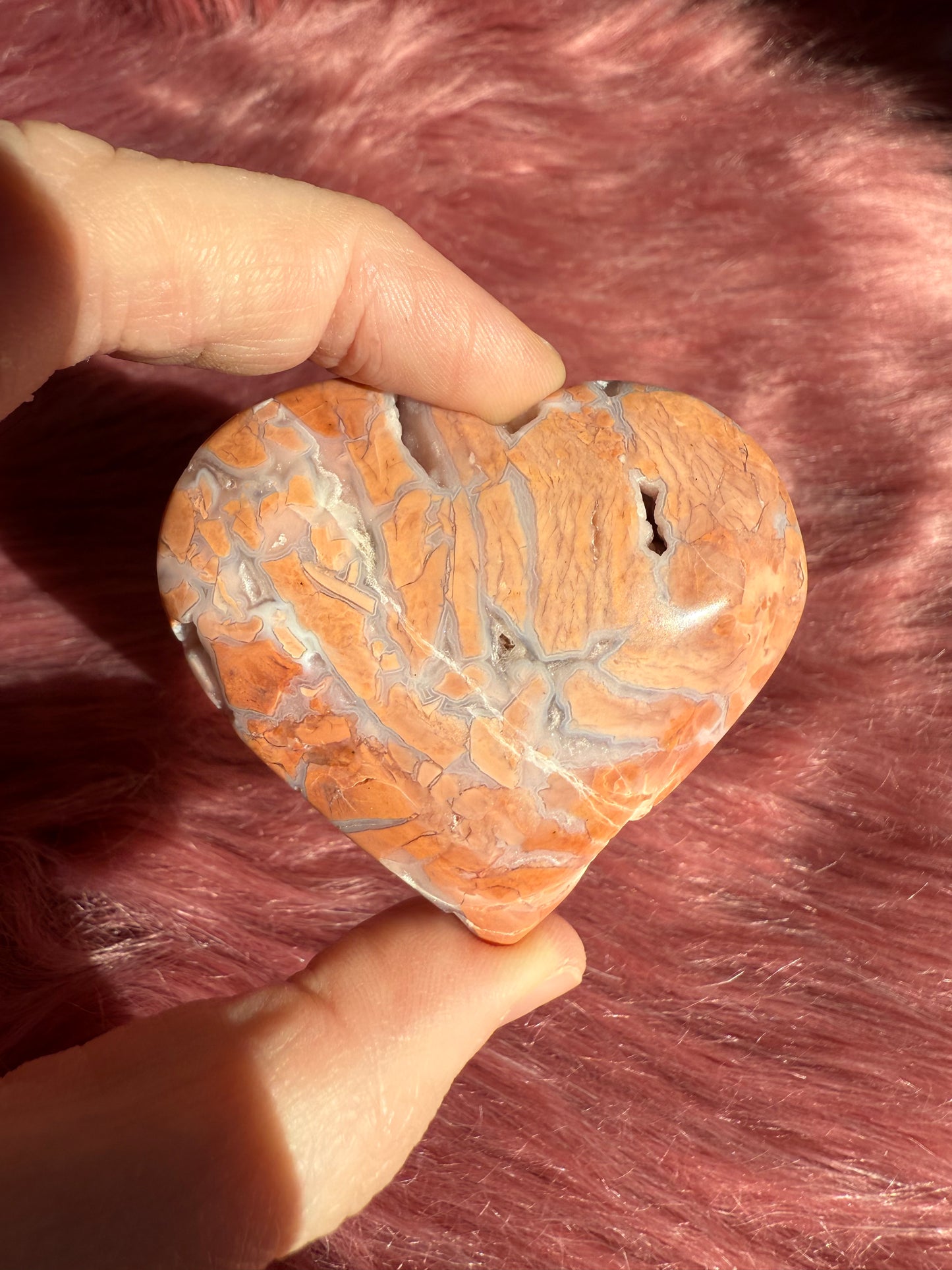 Stunning High Quality Pink Agate Heart Carving - C