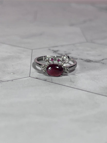 ONE (1) Stunning Garnet Crab Adjustable Ring