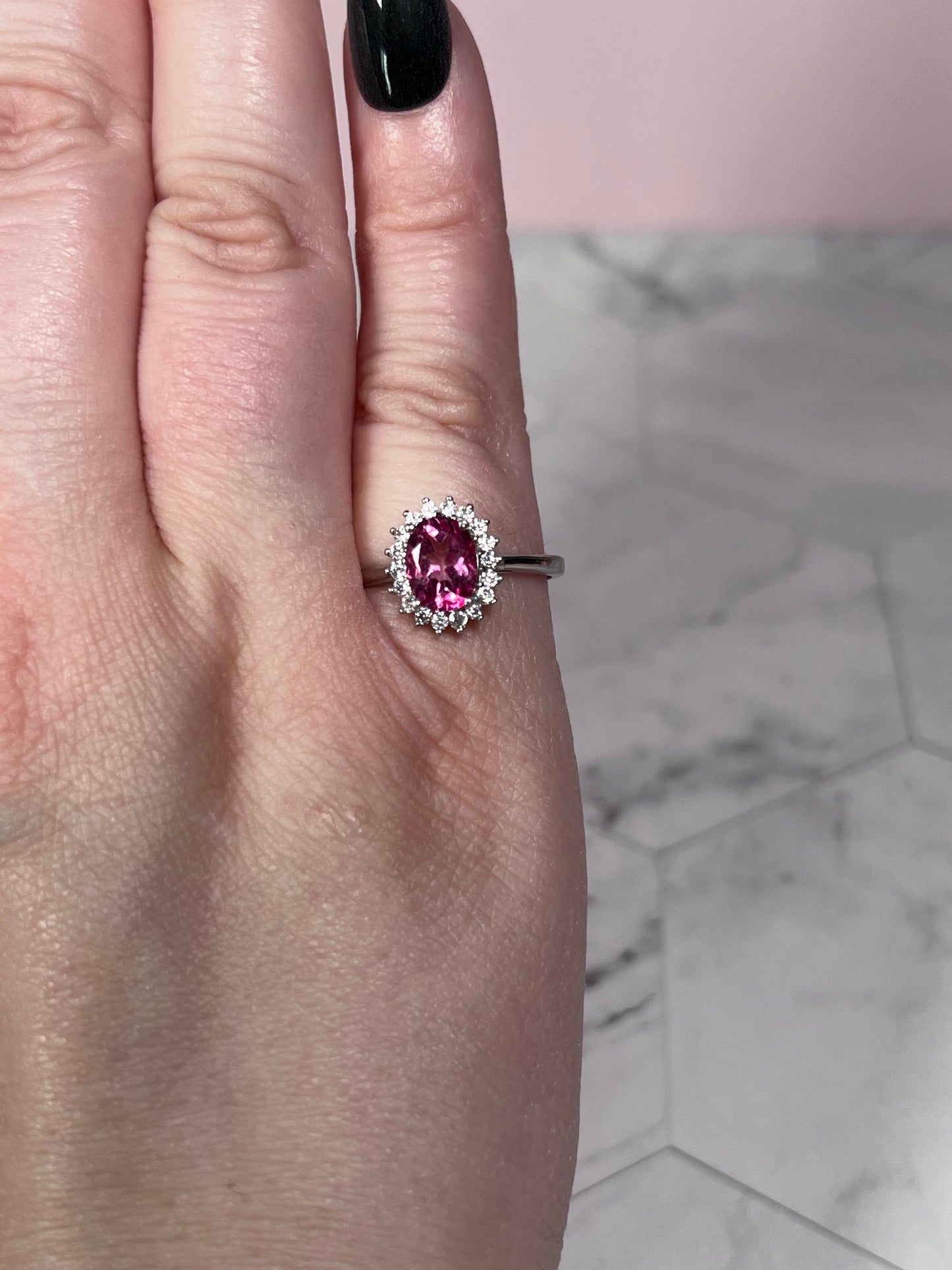 ONE (1) Stunning Pink Tourmaline with Sterling Silver Setting Adjustable Ring