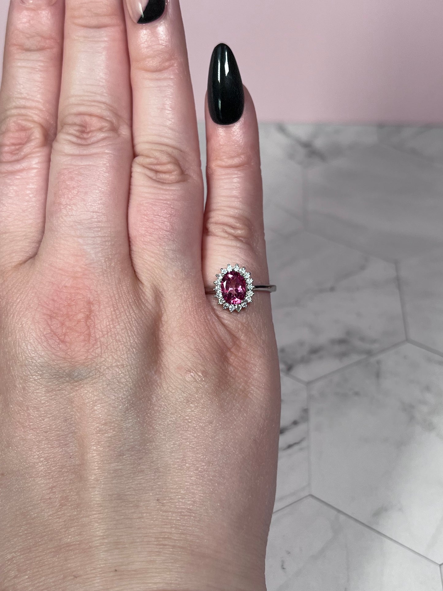 ONE (1) Stunning Pink Tourmaline with Sterling Silver Setting Adjustable Ring