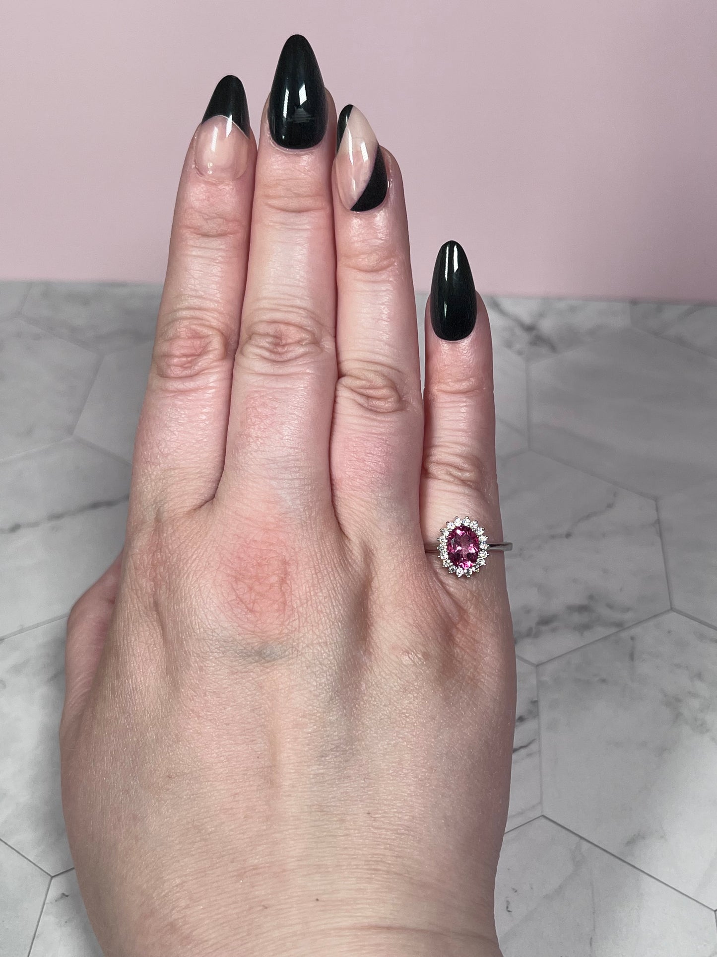 ONE (1) Stunning Pink Tourmaline with Sterling Silver Setting Adjustable Ring