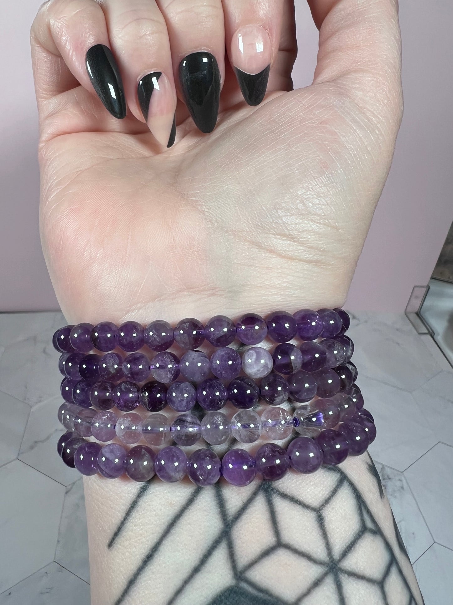 ONE (1) Stunning 6mm Amethyst Crystal Bracelet - Intuitively Selected