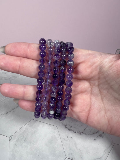 ONE (1) Stunning 6mm Amethyst Crystal Bracelet - Intuitively Selected