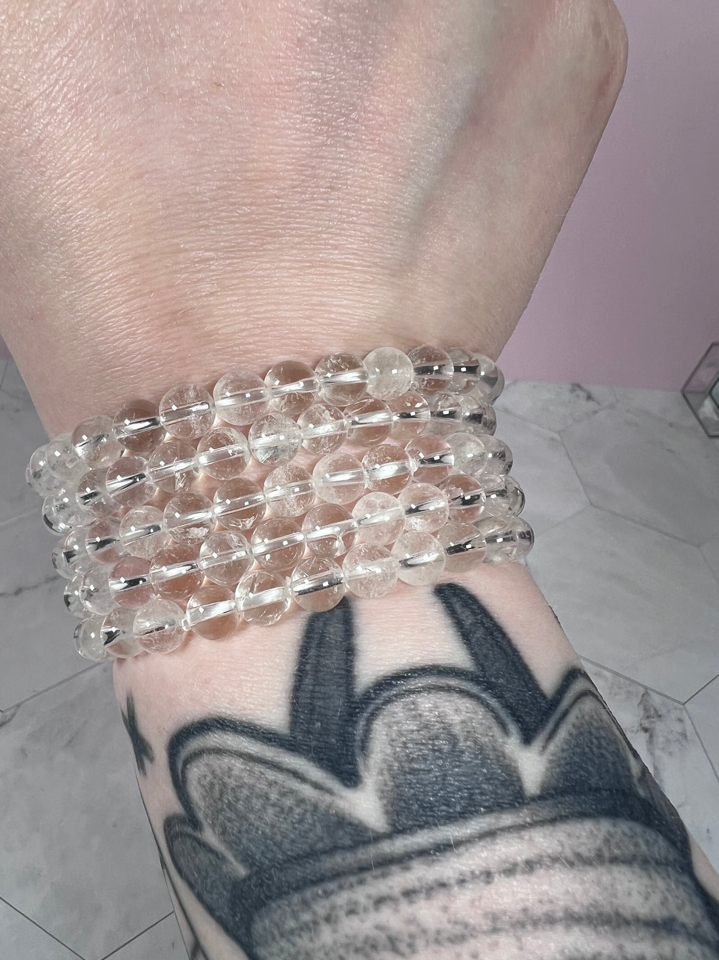 ONE (1) Stunning 6mm Clear Quartz Crystal Bracelet - Intuitively Selected