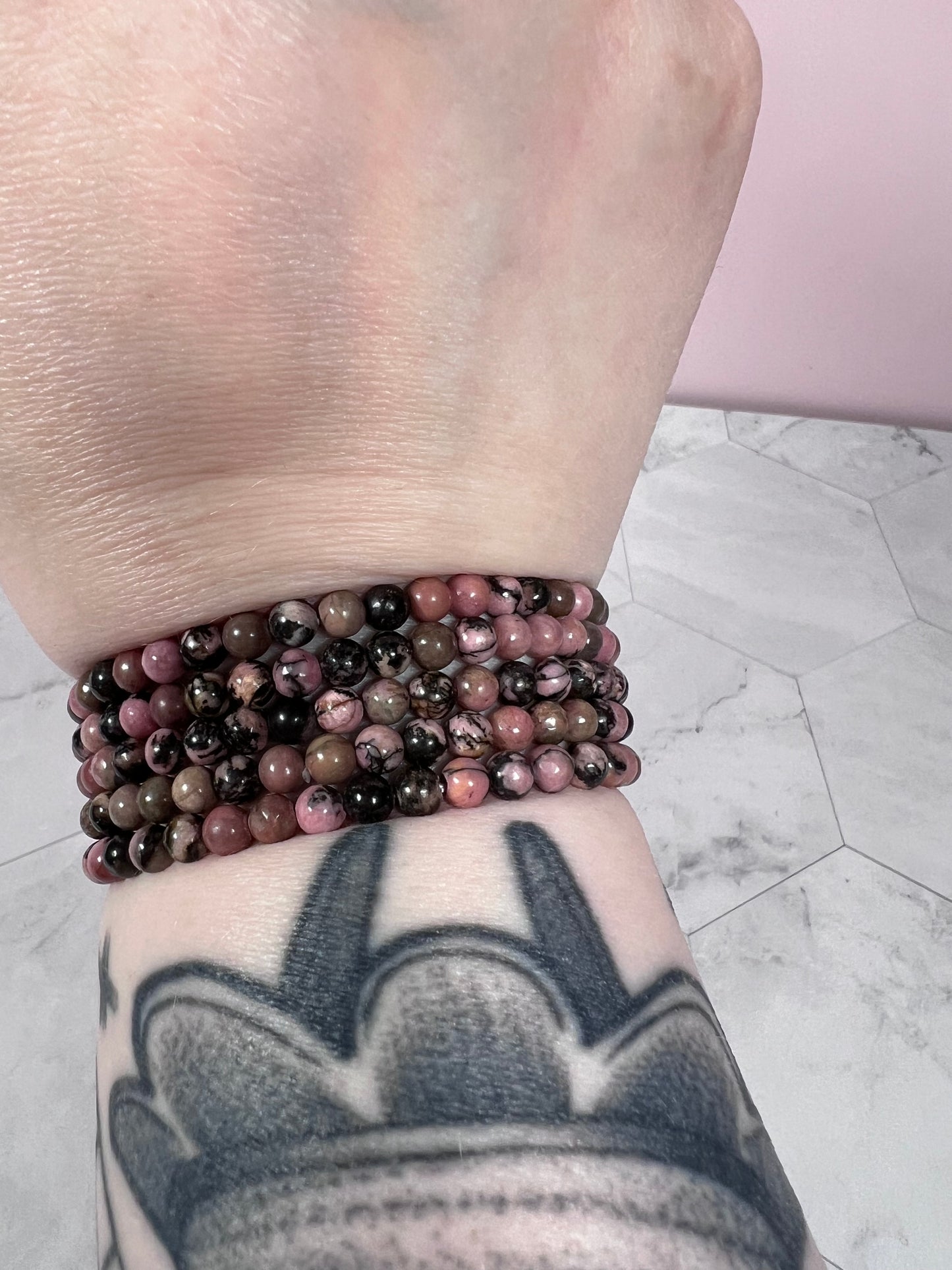 ONE (1) Stunning 4mm Rhodonite Crystal Bracelet - Intuitively Selected