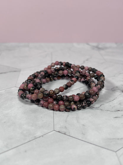 ONE (1) Stunning 4mm Rhodonite Crystal Bracelet - Intuitively Selected