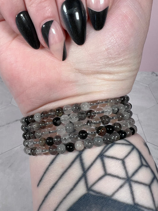 ONE (1) Stunning 4mm Black Tourmaline Quartz Crystal Bracelet - Intuitively Selected