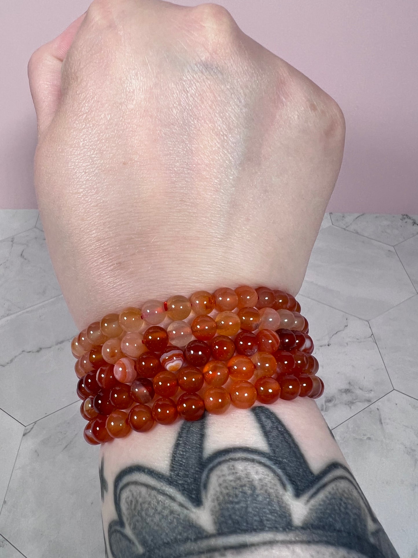 ONE (1) Stunning 6mm Carnelian Crystal Bracelet - Intuitively Selected