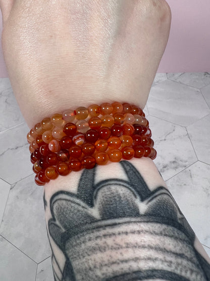 ONE (1) Stunning 6mm Carnelian Crystal Bracelet - Intuitively Selected