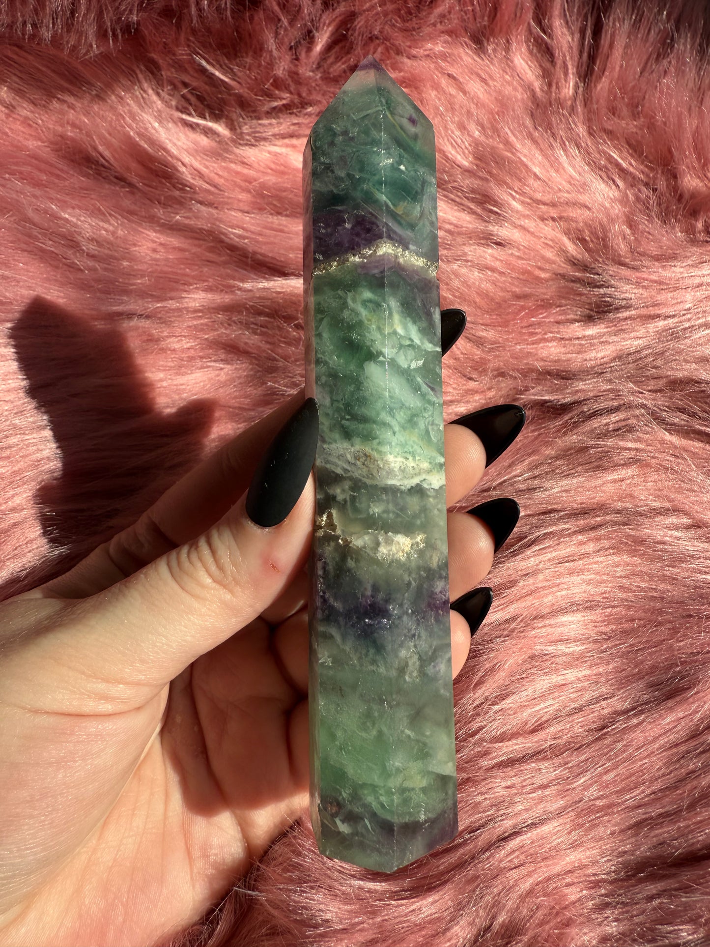 Stunning High Quality Feather Fluorite Tower - A