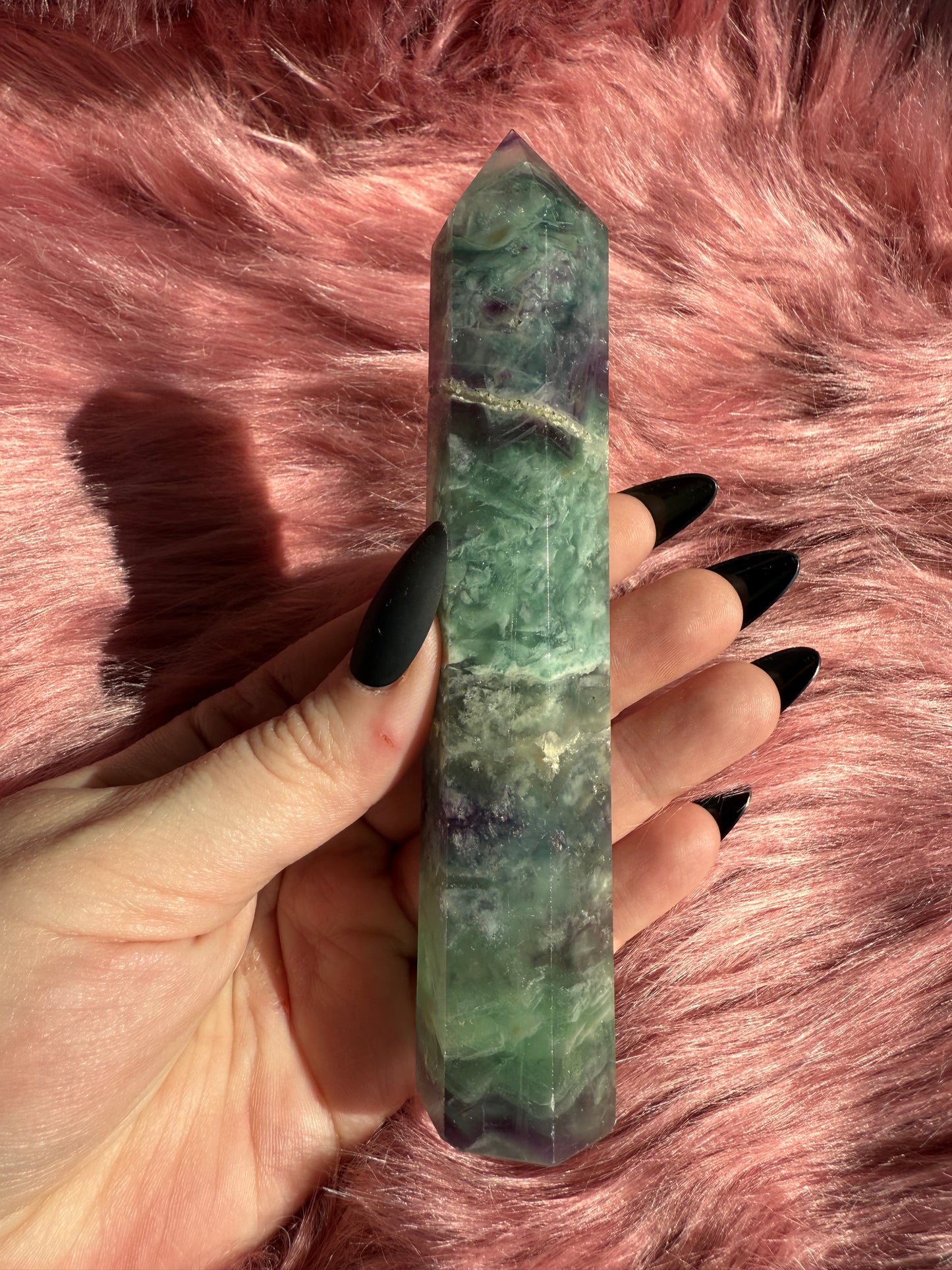 Stunning High Quality Feather Fluorite Tower - A