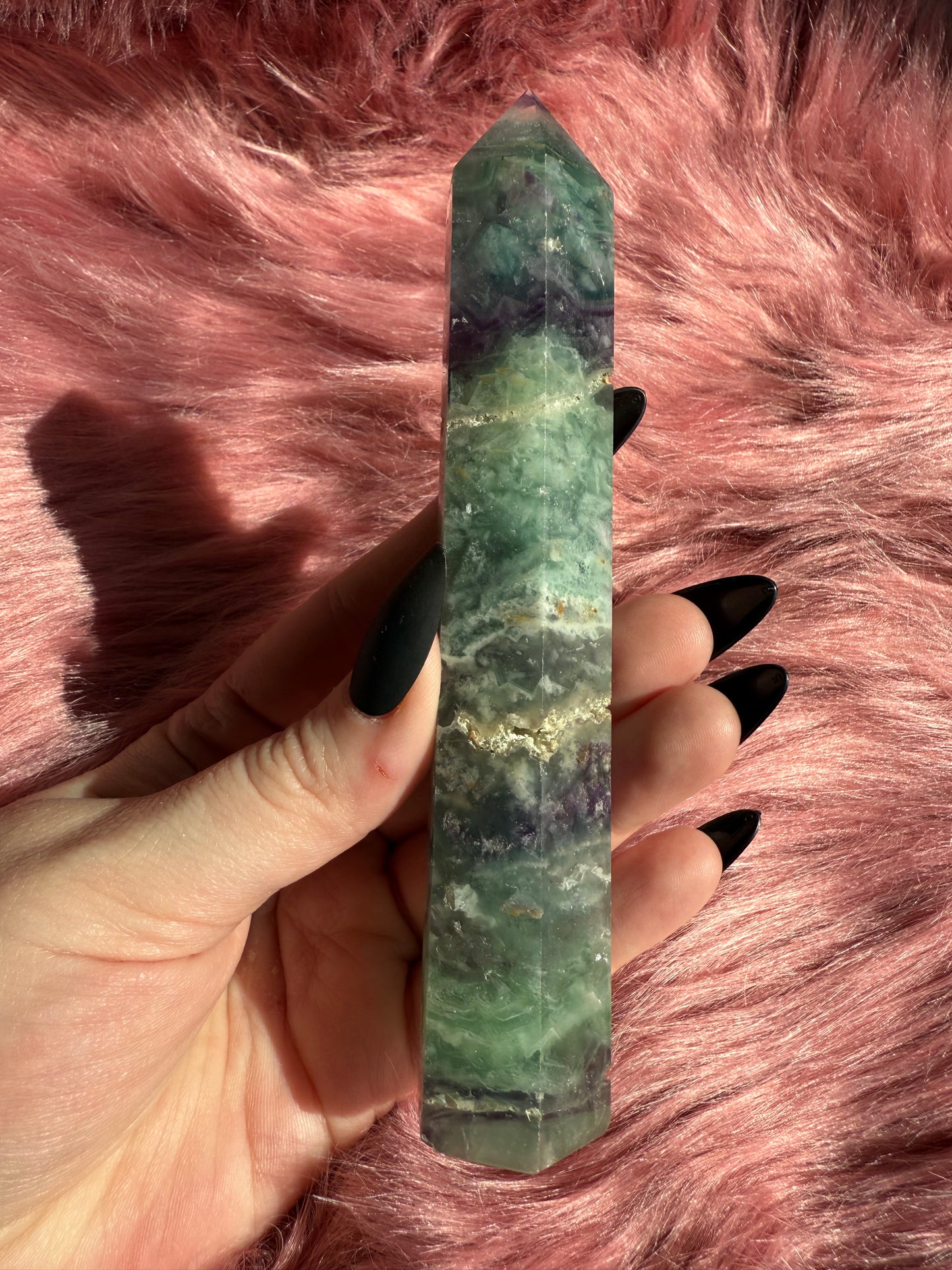 Stunning High Quality Feather Fluorite Tower - A