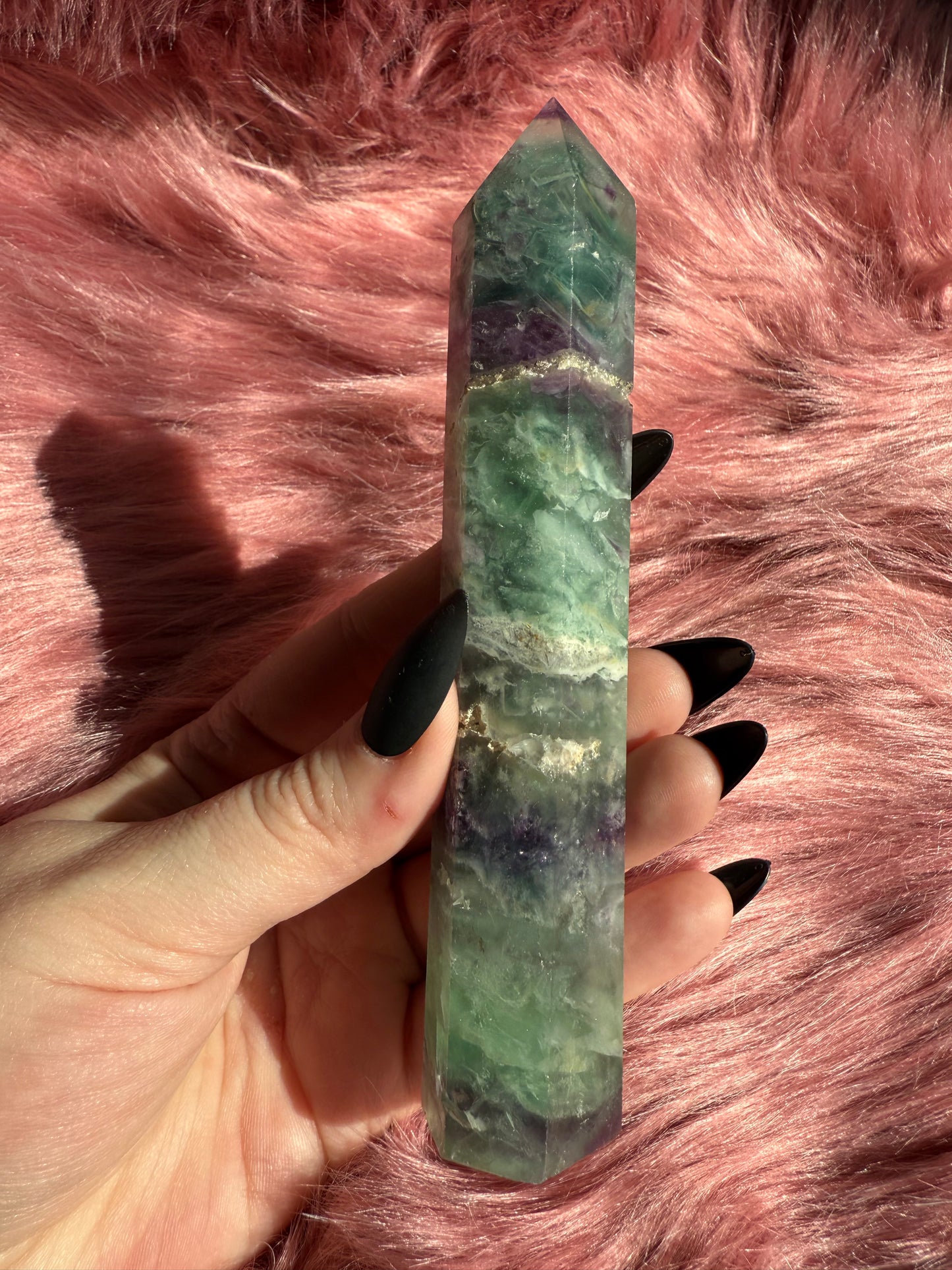 Stunning High Quality Feather Fluorite Tower - A