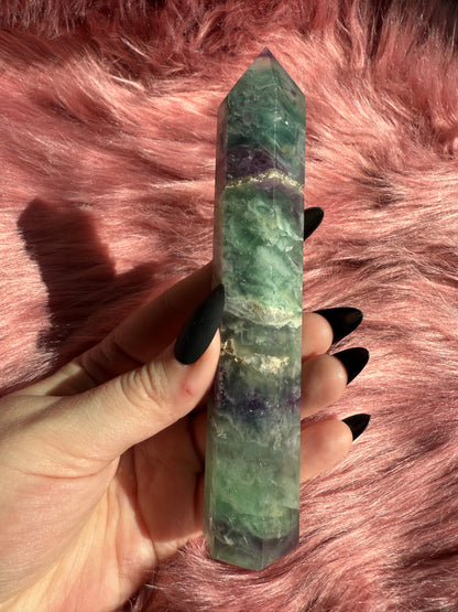 Stunning High Quality Feather Fluorite Tower - A