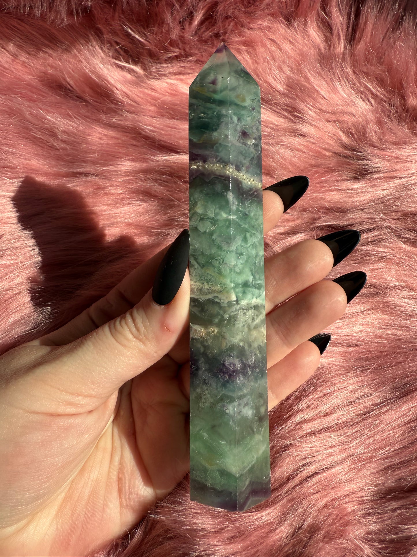 Stunning High Quality Feather Fluorite Tower - A