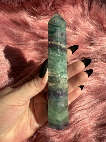 Stunning High Quality Feather Fluorite Tower - A