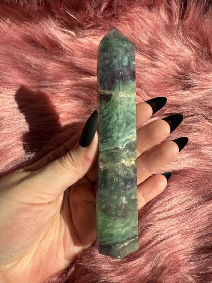 Stunning High Quality Feather Fluorite Tower - A
