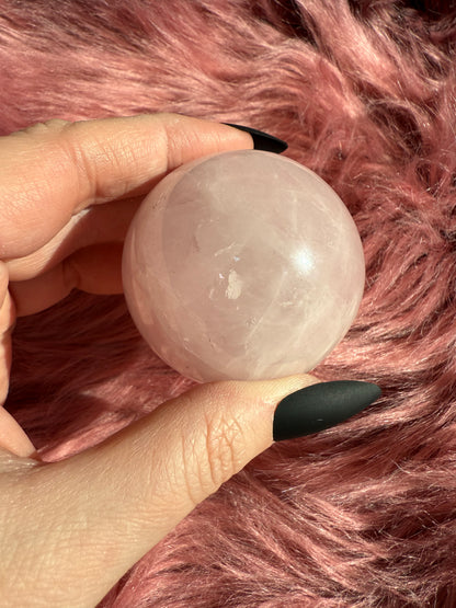 Stunning Flashy Rose Quartz Crystal Sphere E