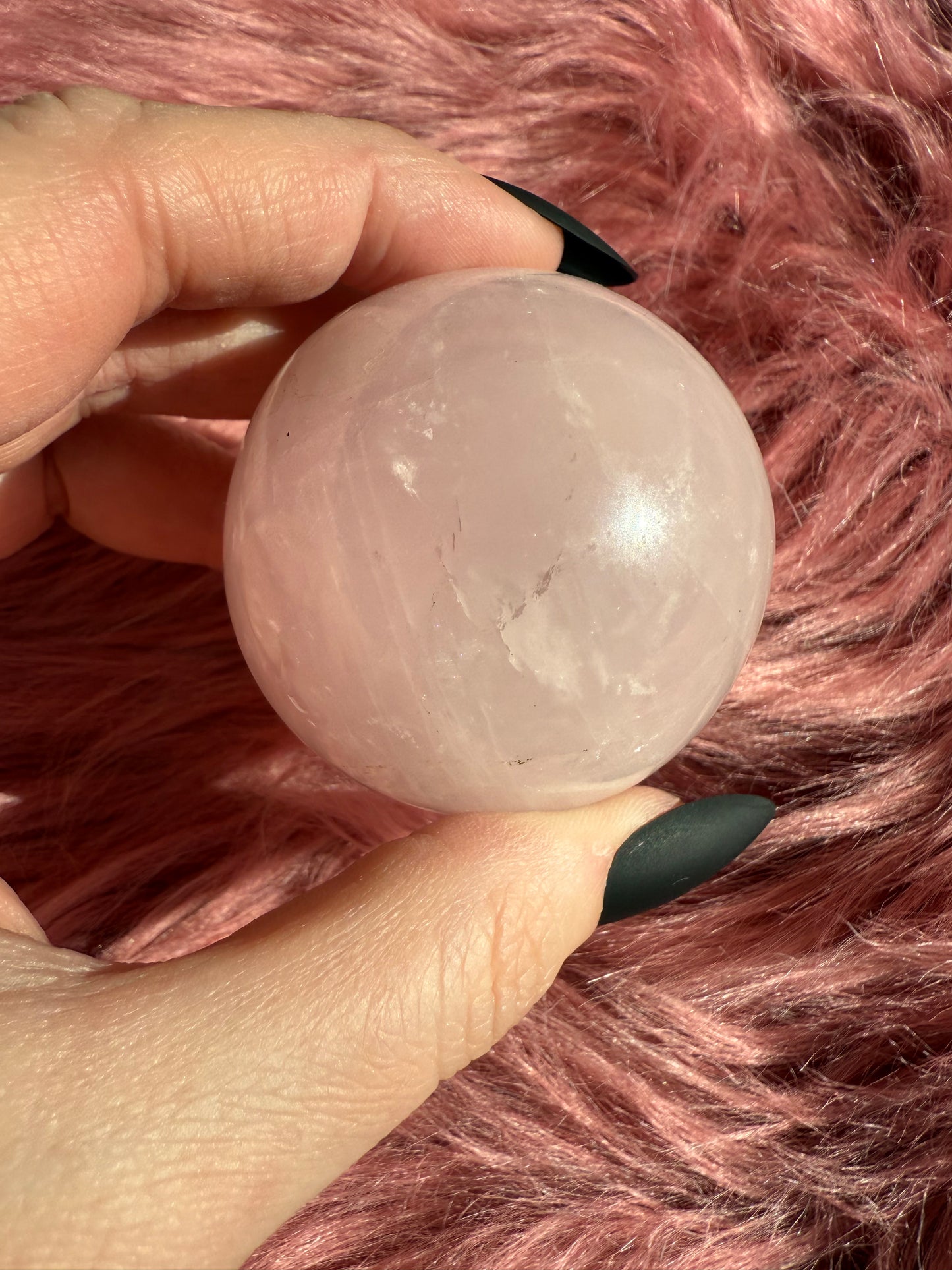 Stunning Flashy Rose Quartz Crystal Sphere E