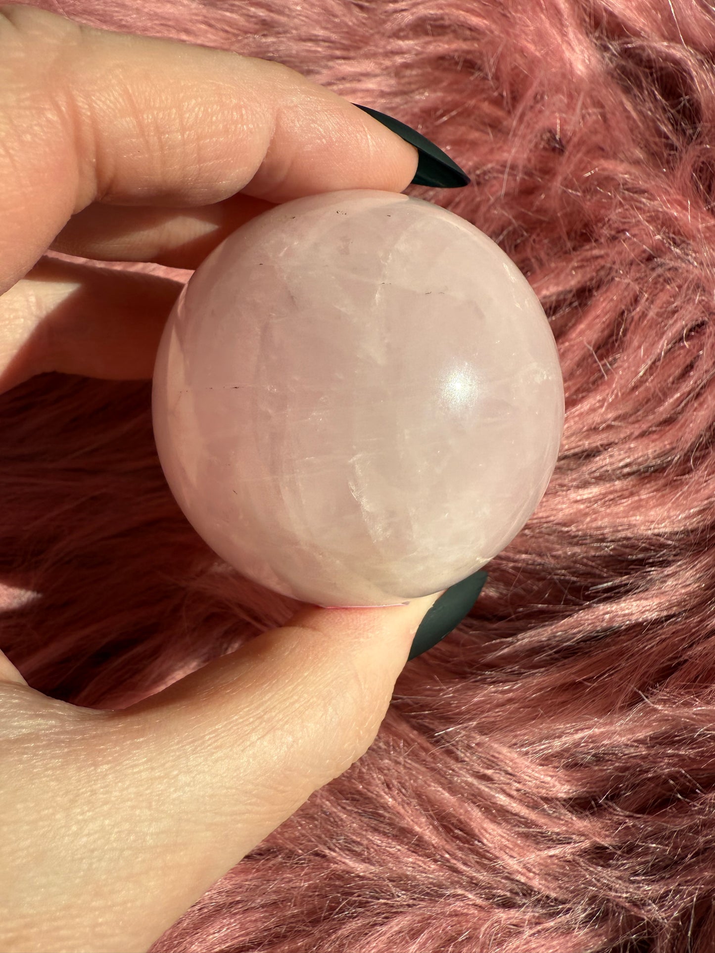 Stunning Flashy Rose Quartz Crystal Sphere E