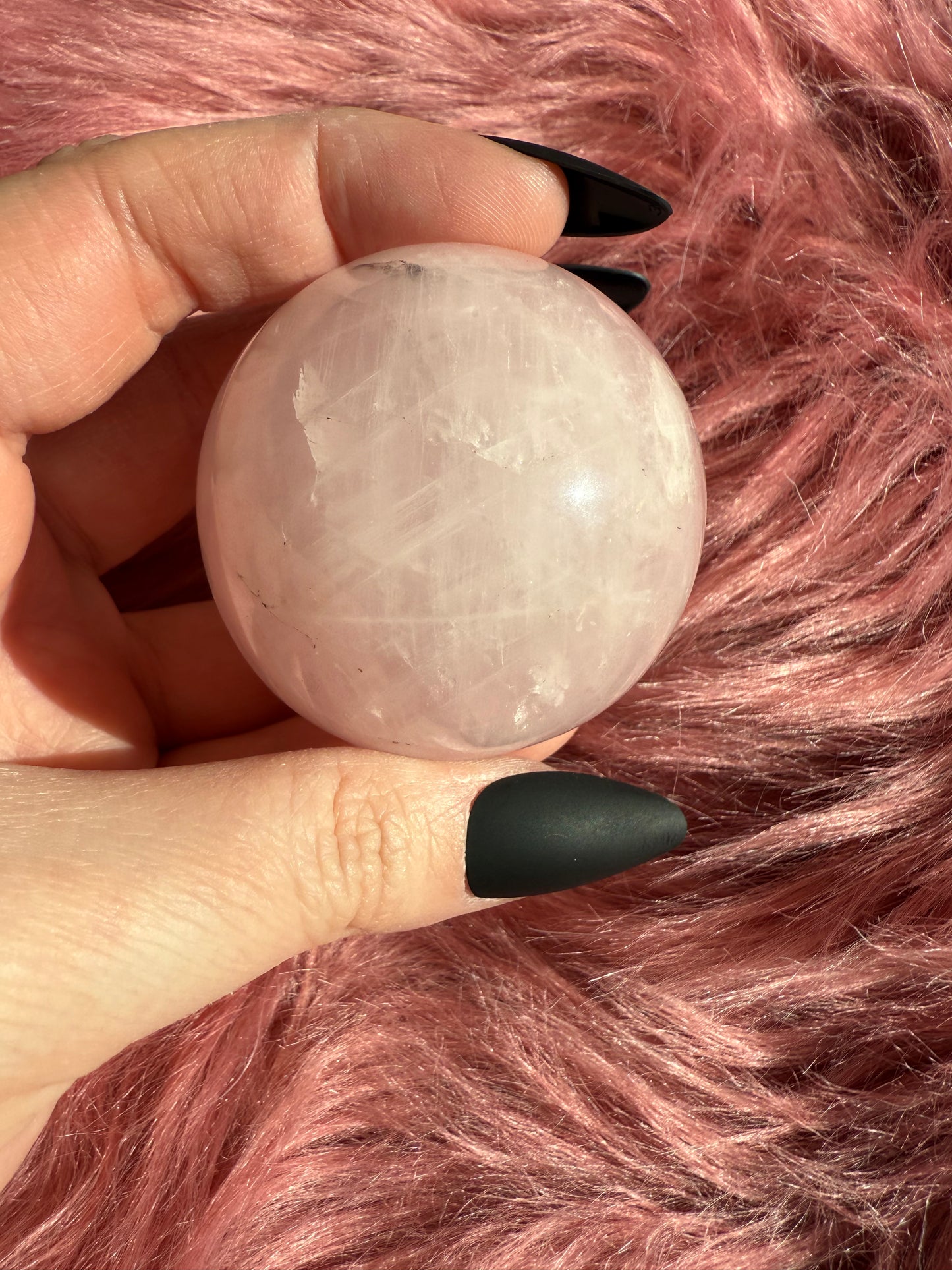 Stunning Flashy Rose Quartz Crystal Sphere E