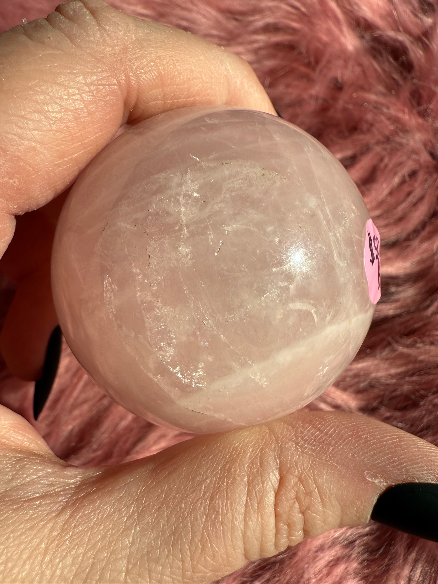 Stunning Flashy Rose Quartz Crystal Sphere B