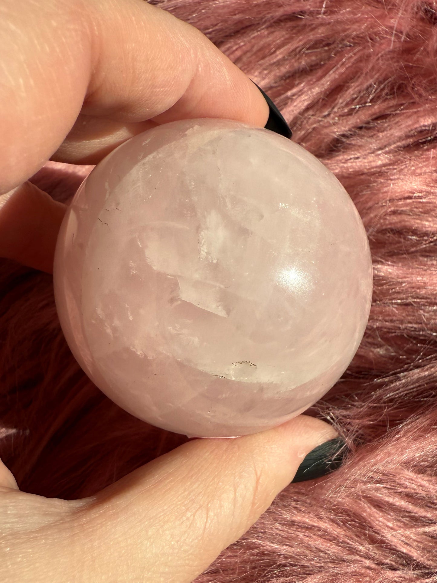 Stunning Flashy Rose Quartz Crystal Sphere B