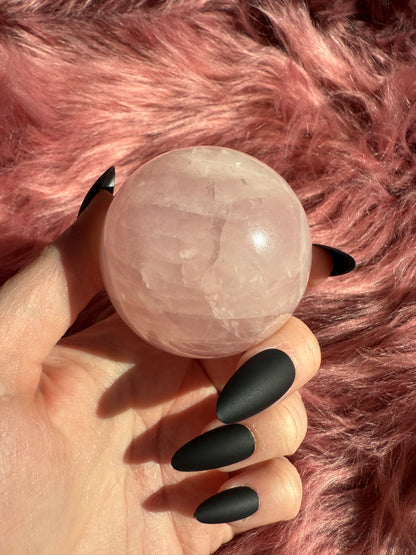 Stunning Flashy Rose Quartz Crystal Sphere B