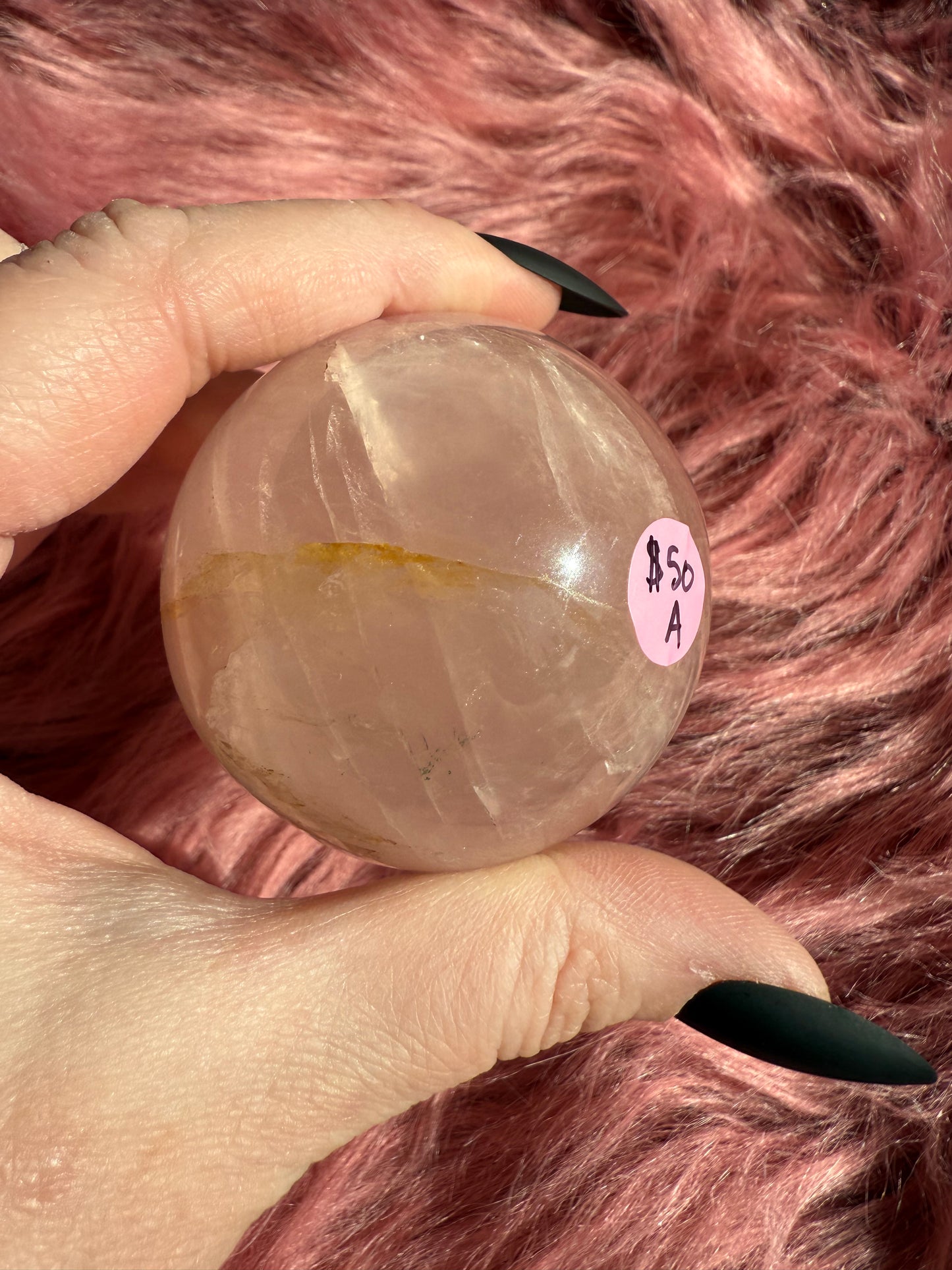 Stunning Flashy Rose Quartz with Golden Healer Crystal Sphere A