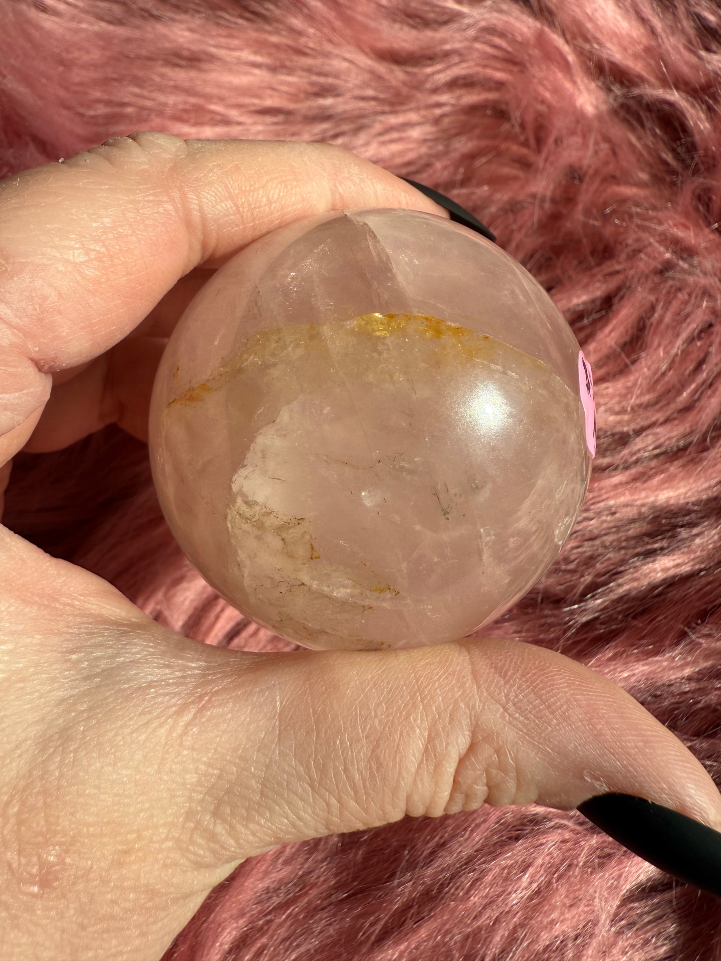 Stunning Flashy Rose Quartz with Golden Healer Crystal Sphere A
