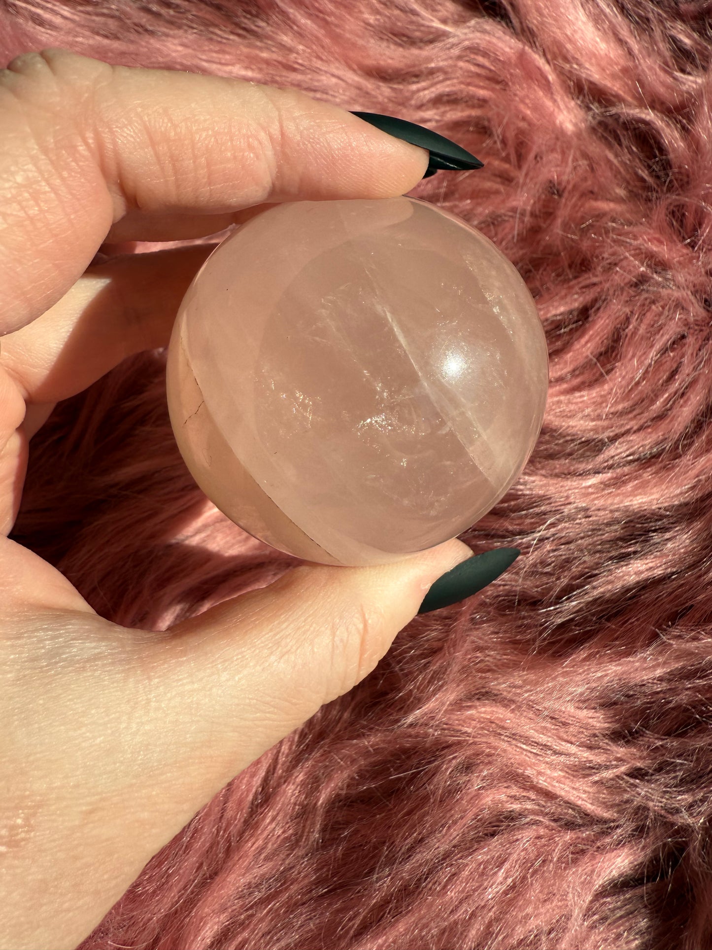 Stunning Flashy Rose Quartz with Golden Healer Crystal Sphere A