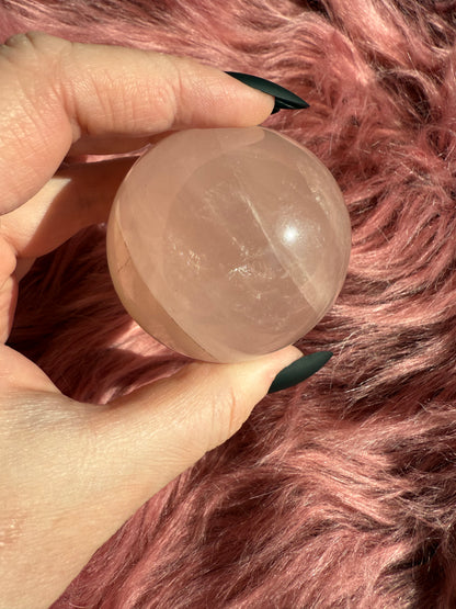 Stunning Flashy Rose Quartz with Golden Healer Crystal Sphere A