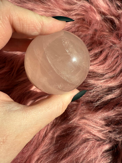 Stunning Flashy Rose Quartz with Golden Healer Crystal Sphere A