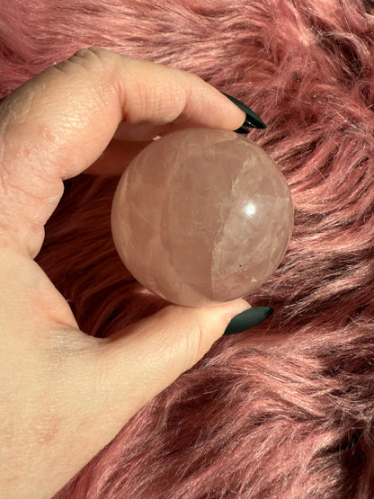Stunning Flashy Rose Quartz with Golden Healer Crystal Sphere A