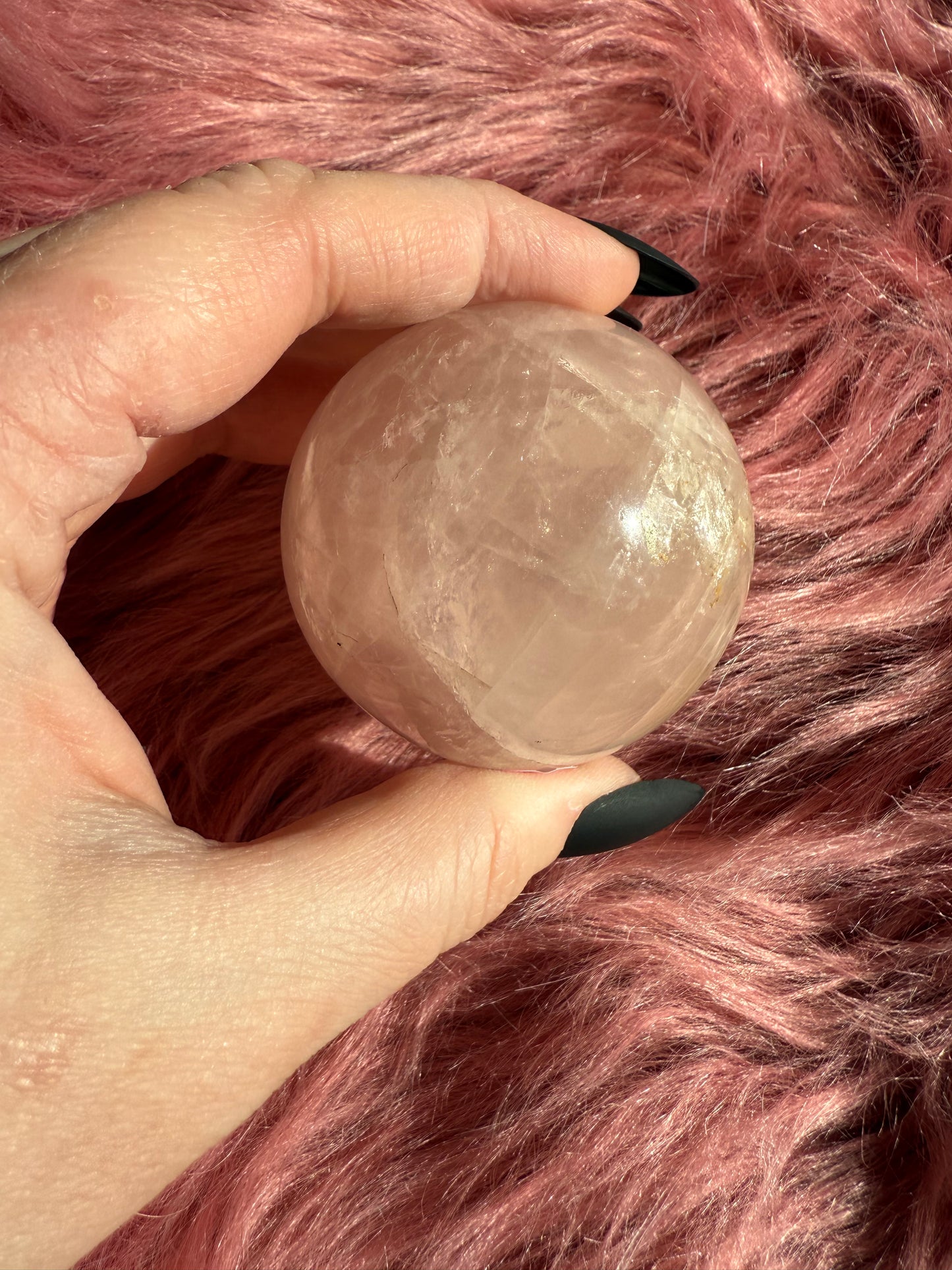 Stunning Flashy Rose Quartz with Golden Healer Crystal Sphere A