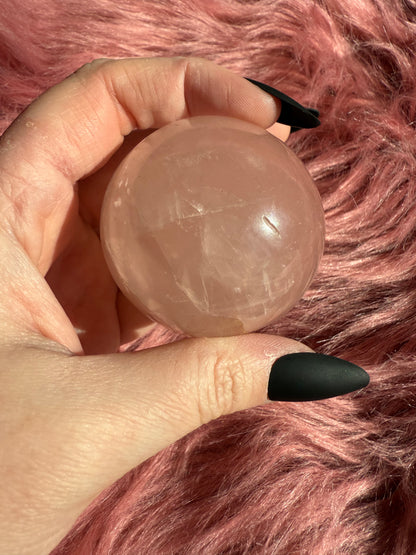 Stunning Flashy Rose Quartz with Golden Healer Crystal Sphere A