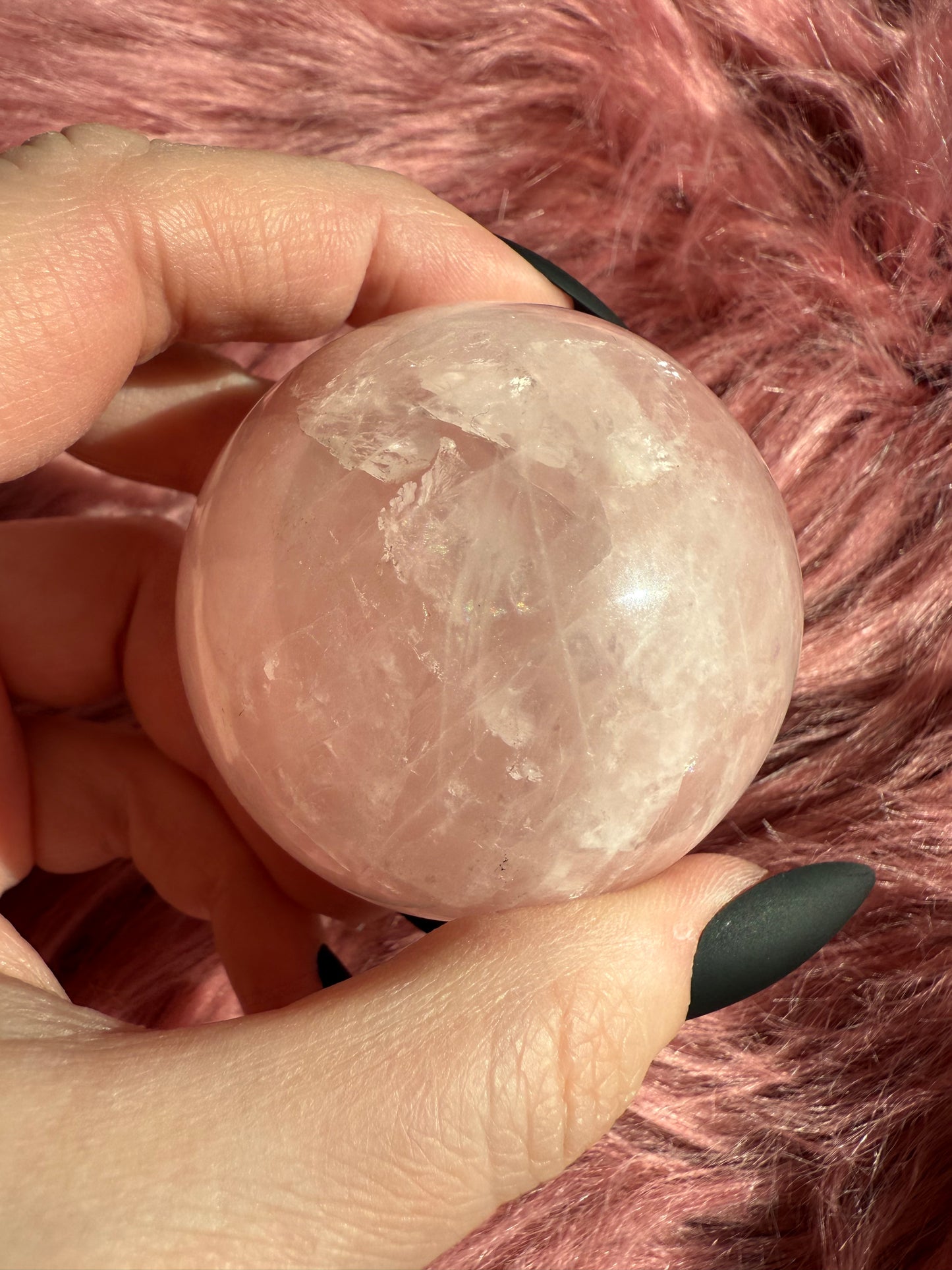 Stunning Flashy Rose Quartz Crystal Sphere G